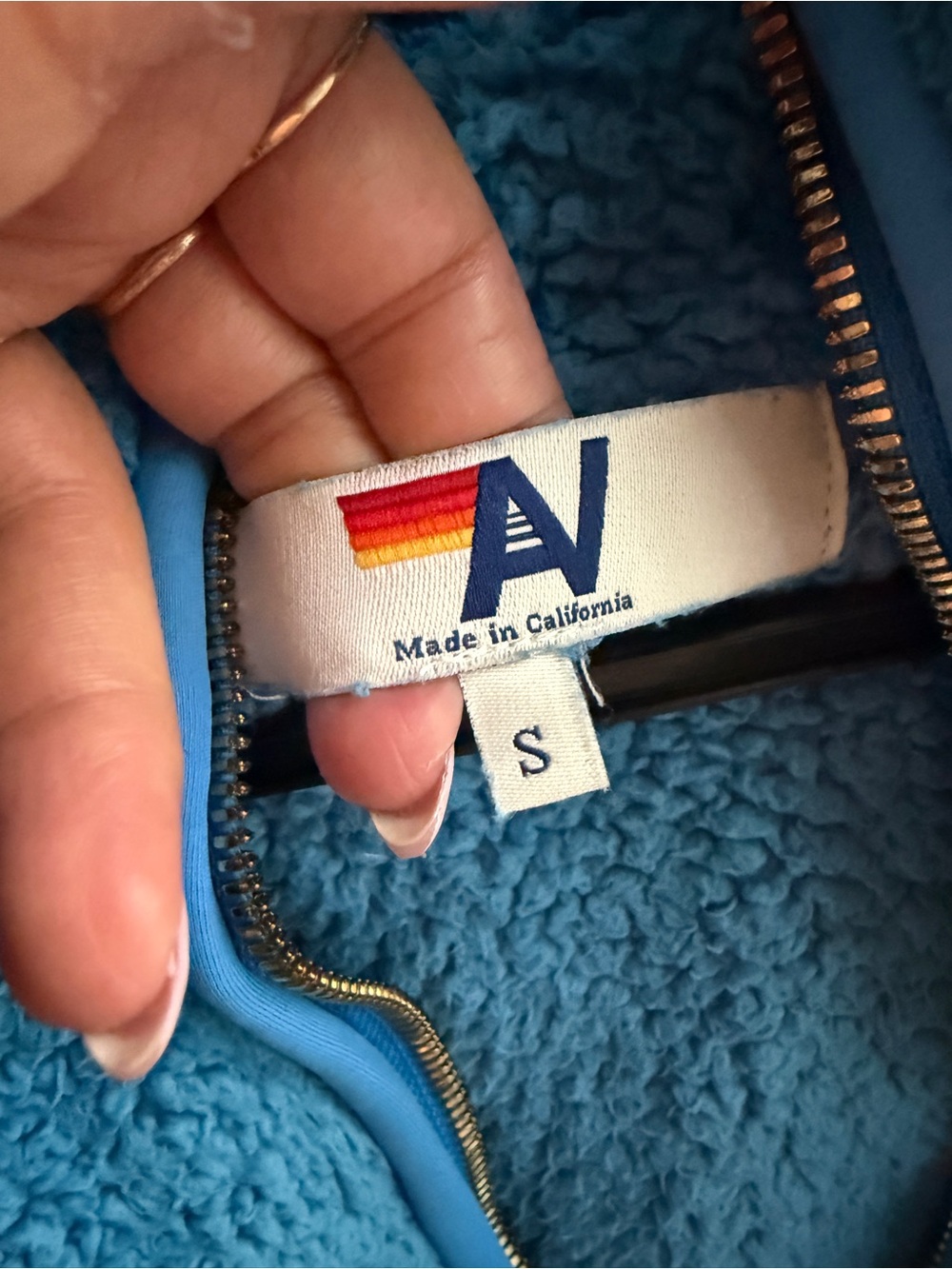 Aviator Nation Two-Tone Blue Sherpa Half-Zip Hoodie - Picture 3 of 7